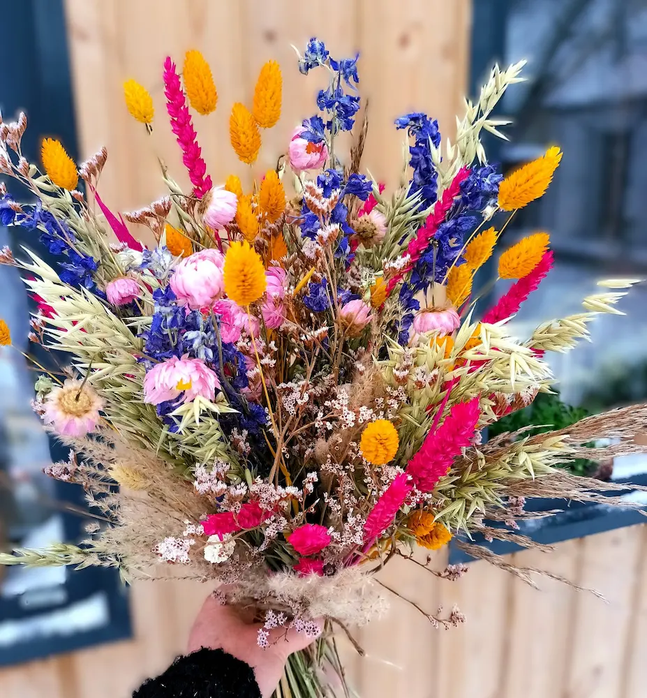 Fleurs séchées Soleil, création Artistfloral à Vertou
